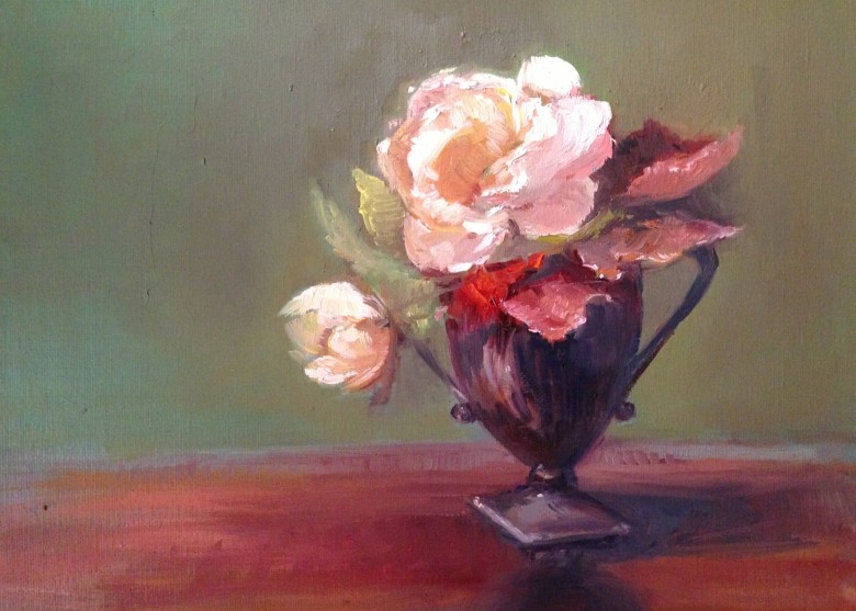 Two Roses Painting by Maryellen Vickery